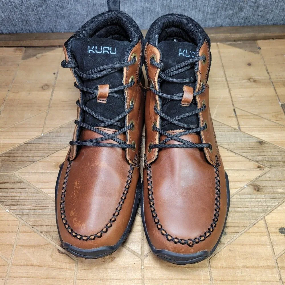 KURU Quest Men's 8.5‎ Brown Leather Ankle Lace Up Camp Hiking Boots Trail Moc